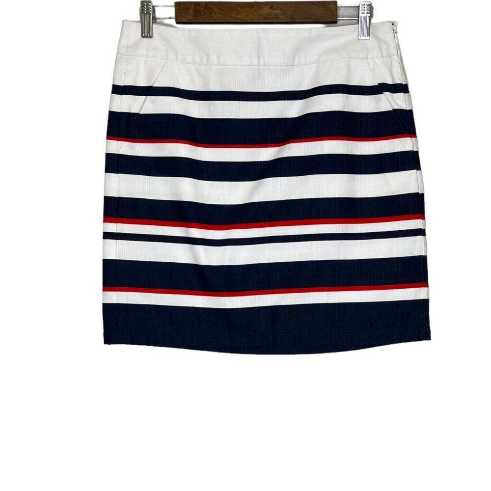 Tommy Hilfiger NWT Women's Blue/White/Red Striped Lined Mini Skirt Size 4